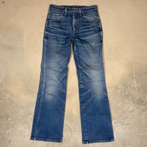 Wrangler 935NAV Cowboy Cut Slim Fit Bootcut Jeans Blue 31x32 whisker fade